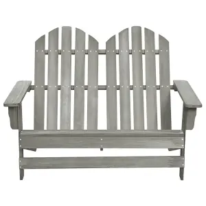 Berkfield 2-Seater Garden Adirondack Chair Solid Fir Wood Grey