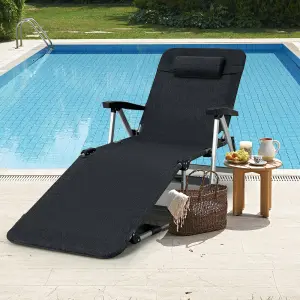 Costway Folding Chaise Lounger Outdoor Patio Reclining Lounge Chair W/ Cup Holder