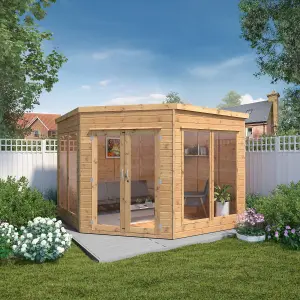 Mercia Corner 9x9 ft with Double door & 4 windows Flat Wooden Summer house