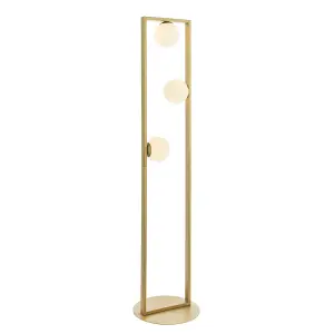 Luminosa Ravello 3 Light Floor Lamp Brushed Gold Finish & Gloss Opal Glass