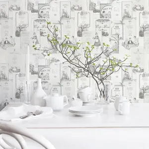 Galerie Kitchen Recipes Silver Grey Café De Paris Smooth Wallpaper