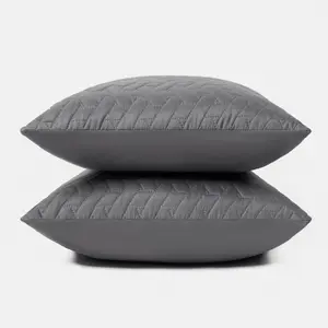 Brentford Pack of 2 Pinsonic Cushion Covers Filled Luxury, Charcoal - 45 x 45cm