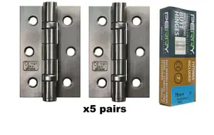 PERRY SATIN 75mm Stainless Steel Ball Bearing Butt Hinges - Grade 7 CE Marked