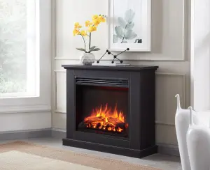 FLAMME Ashbourne Fireplace with 32" surround with 2kW Fireplace Heater Espresso Oak Multiple Colours Available