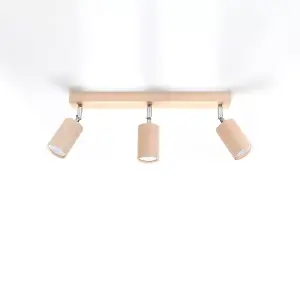 Berg Wood Natural 3 Light Classic Ceiling Light