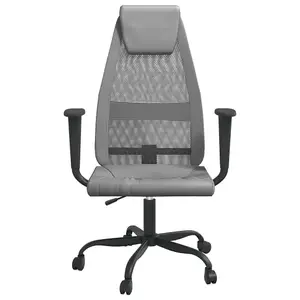 Berkfield Office Chair Grey Mesh Fabric and Faux Leather