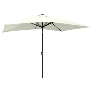 Berkfield Parasol with LEDs and Steel Pole Sand 2x3 m