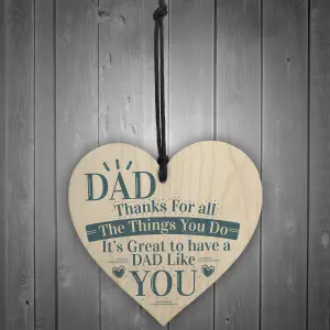 Red Ocean Dad Thank You Birthday Fathers Day Friendship Gift For Him Wooden Hanging Heart Sign Plaque