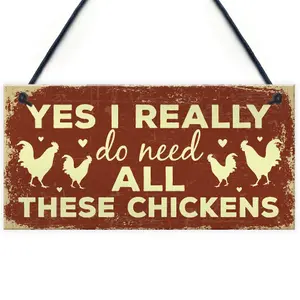 Red Ocean Funny Chicken Sign For Chicken Lovers Novelty Birthday Gift Sign For Chicken Coop Hen House Home Decor