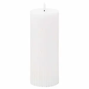 Luxe Collection Natural Glow 3.5x9 Texture Ribbed LED Candle - Plastic/Wax - L9 x W9 x H23 cm - White