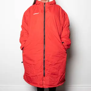 Oversized Adult Waterproof Active Robe with Fleece Lining and Travel Bag in Red