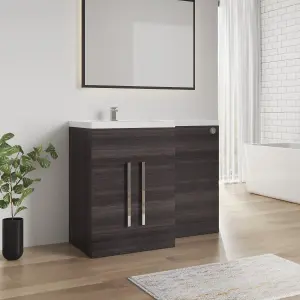 SunDaze Charcoal Bathroom Combined Furniture 1100mm L Shape Vanity Unit Left Handed with Basin Sink