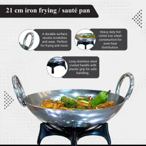 Premium 24 cm Induction Karahi Dish - Stainless Steel, Non-Stick, Multi-Purpose