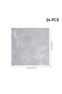 24 Pcs Marble Effect Vinyl Floor Tiles,Square Self Adhesive Stone Effect Vinyl Flooring 5 m² Coverage