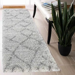 Moroccan Berber Shaggy Rugs Living Room Scandi Light Cream 60x220 cm