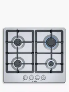 Bosch Series 4 PGP6B5B90 Gas Hob, Stainless Steel