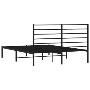 Berkfield Metal Bed Frame with Headboard Black 160x200 cm