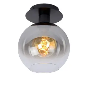 Lucide Marius Retro Flush Ceiling Light - 1xE27 - Black