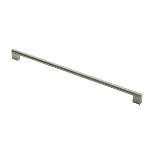 2x Round Bar Pull Handle 488 x 14mm 448mm Fixing Centres Satin Nickel & Steel