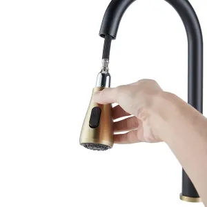 Black Gold Retractable Commercial Pull out Kitchen Tap Mixer Tap Faucet