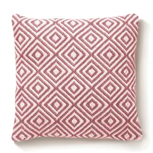 Woven Indoor Outdoor Washable Diamond Cosy Cushion Coral Pink - 45cm x 45cm