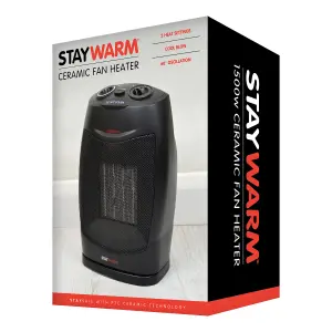 StayWarm 1500w Oscillating PTC Ceramic Fan Heater - Black