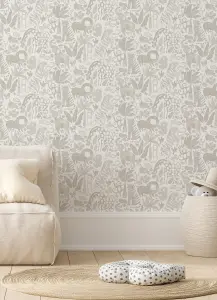 NuWallpaper NUS4852 Sweet Safari Peel & Stick Wallpaper, Taupe