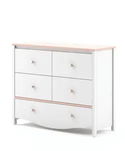 Elegant Mia Chest of Drawers in White Matt & Pink - Functional Design (H)900mm x (W)1100mm x (D)410mm, Ideal for Bedrooms