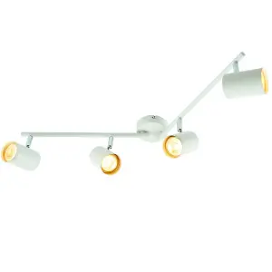 4 Way Adjustable Ceiling Spotlight Matt White Quad GU10 Kitchen Bar Downlight