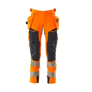 Mascot Accelerate Safe Trousers with Holster Pockets - Hi-Vis Orange/Dark Navy   (31.5) (Leg Length - Regular)