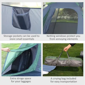 Outsunny Family Pop-Up Camping Tent W/ Removable Waterproof Rainfly, Storage Bag