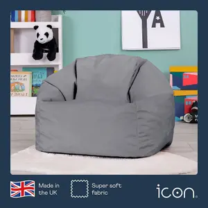 icon Kids Aurora Velvet Bean Bag Chair Charcoal Grey Childrens Bean Bags