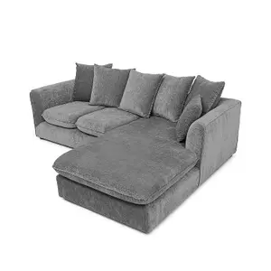 Lucas Water Repellent Velvet Chenille Right Facing Corner Sofa in Graphite