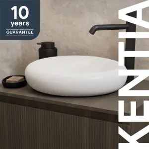 GoodHome Kentia Matt White Round Counter top Basin (W)39.6cm