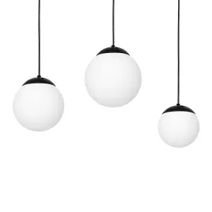 Milagro Lima Hand Made Designer Triple Pendant Lamp Matt Black And Cool White