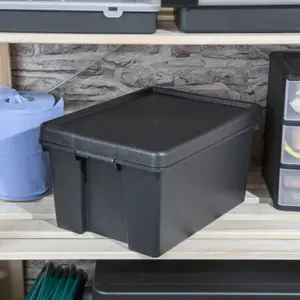 4x Black recycled plastic 16L Storage Box