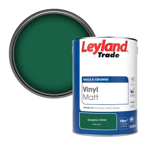 Leyland Trade Vinyl Matt Walls & Ceilings Emulsion Paint Gorgeous Green (PPG1140-7) 5L