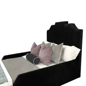 Arnold Kids Bed Plush Velvet with Safety Siderails- Black