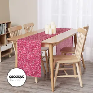 Deconovo Wipeable Table Cover with Sketch Pattern Rectangle Table Runner Water Resistant Table Runner for Wedding Red 30x275cm