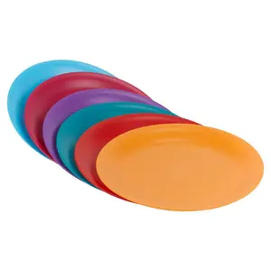 Teal  6 Pcs Unbreakable Reusable Coloured Plastic Dinner Plates Kids Party Tableware Red/Blue/Yellow/Purple