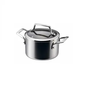 Anolon Authority Multi-Ply Clad Silver Round Induction Suitable Saucepot with Glass Lid 16cm