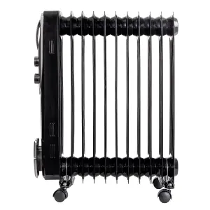 Russell Hobbs Electric Heater 2500W Black 11 Fin Oil Filled Radiator with 2 Year Guarantee RHOFR1106B