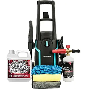 Pro-Kleen Pressure Washer Power Jet Wash 1600W Super Snow Foam 1ltr Cherry and Cloths