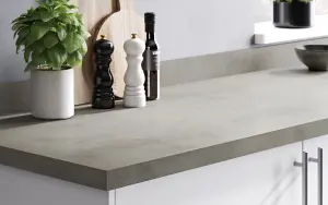 GoodHome 38mm Kala Matt Grey Concrete effect Laminate & particle board Square edge Kitchen Breakfast bar, (L)2000mm