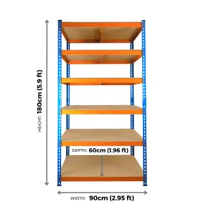 2 Bays of 6 Tier Extra Heavy Duty Storage Racking 1800h x 900w x 600d mm 300kg