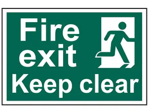 Durable PVC Fire Exit Keep Clear Sign - 300x200mm Safety Alert