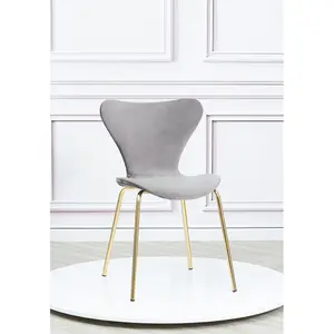 4 Doreen Velvet Upholstered Dining Chair with Black Metal Legs (Set of 4) Grey / Gold