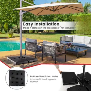 Costway 4PCS 20L Fillable Umbrella Base Stand Patio Offset Cantilever Umbrella Base