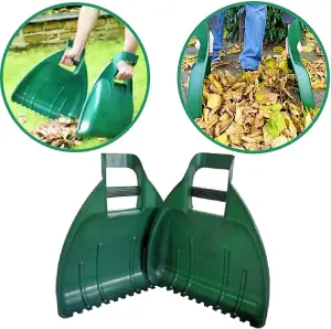 Garden Leaf Grabber Scoops  Large Heavy Duty Green Debris Scoops With Handles