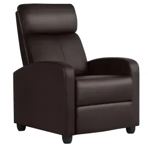 Yaheetech Brown PU Leather Recliner Chair with Pocket